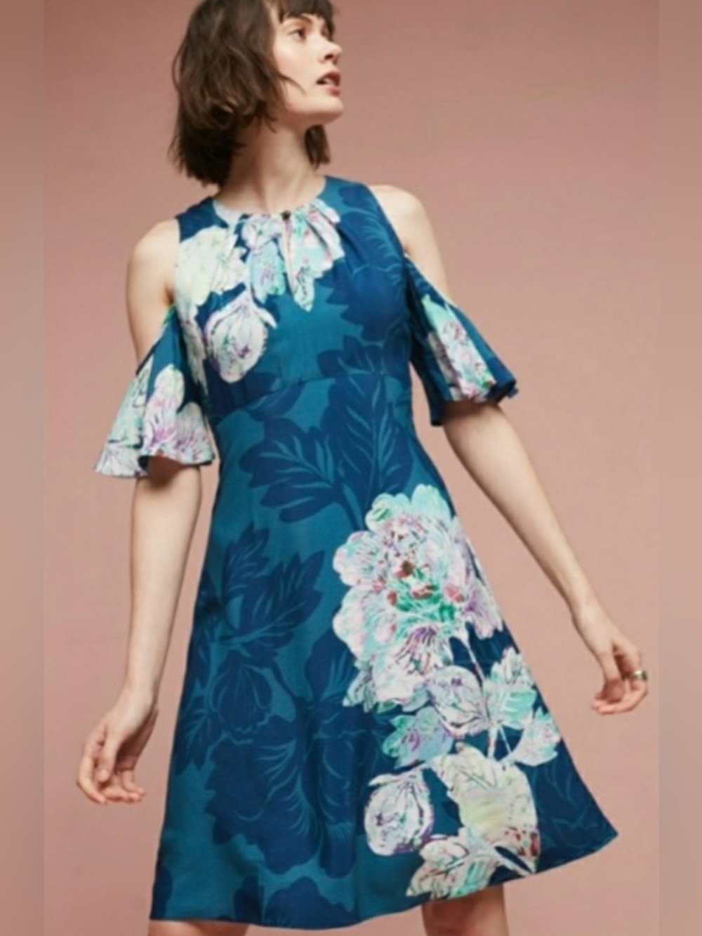 Anthropologie Elias Cold Shoulder Floral Dress size 6